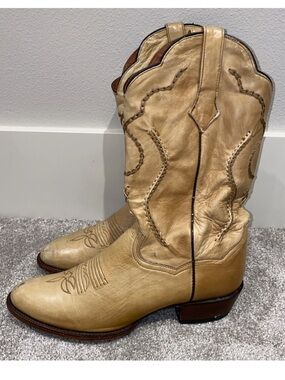 Dan Post Albany Western Cowboy Boots Men's 10.5 D Tan Beige Leather DP26690
